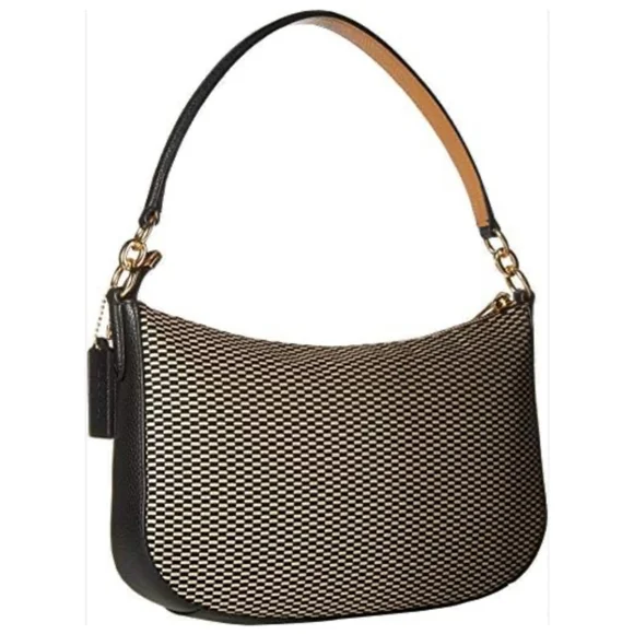 COACH Like NEW Legacy Black/White Jacquard & pebble leather Luxury Bag